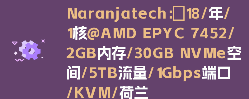 Naranjatech：€18/年/1核@AMD EPYC 7452/2GB内存/30GB NVMe空间/5TB流量/1Gbps端口/KVM/荷兰