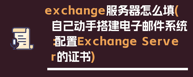 exchange服务器怎么填(自己动手搭建电子邮件系统：配置Exchange Server的证书)