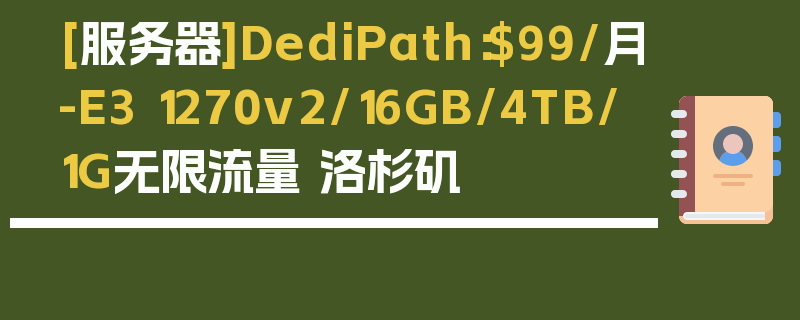 [服务器]DediPath：$99/月-E3 1270v2/16GB/4TB/1G无限流量 洛杉矶
