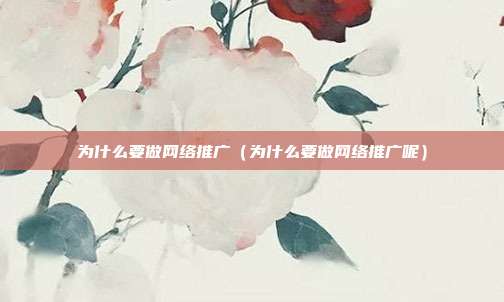 为什么要做网络推广(为什么要做网络推广呢)