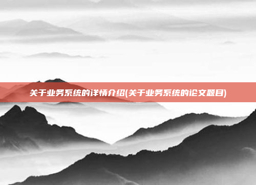 关于业务系统的详情介绍(关于业务系统的论文题目)