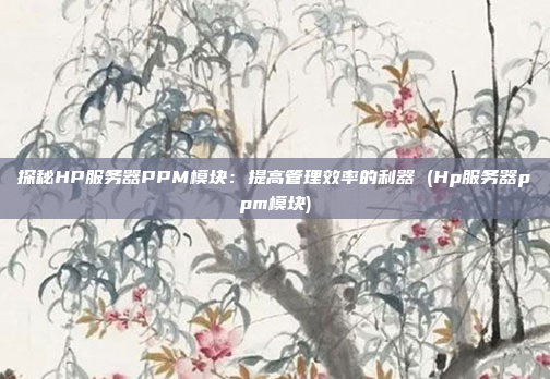 探秘HP服务器PPM模块:提高管理效率的利器 (Hp服务器ppm模块)