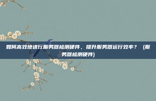 如何高效地进行服务器检测硬件,提升服务器运行效率? (服务器检测硬件)