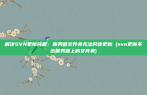 解决SVN更新问题:服务器文件夹无法同步更新 (svn更新不出服务器上的文件夹)