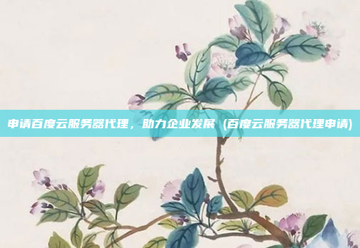申请百度云服务器代理,助力企业发展 (百度云服务器代理申请)