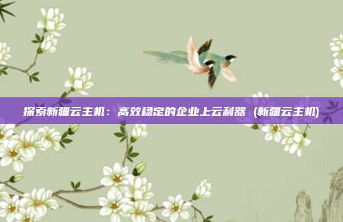 探索新疆云主机:高效稳定的企业上云利器 (新疆云主机)