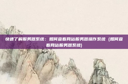 快速了解服务器系统:如何查看网站服务器操作系统 (如何查看网站服务器系统)