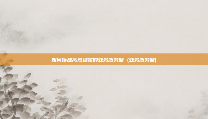 如何搭建高效稳定的业务服务器 (业务服务器)