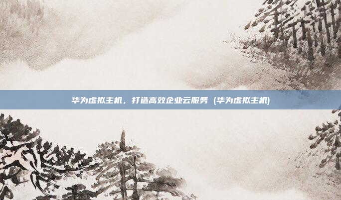 华为虚拟主机，打造高效企业云服务 (华为虚拟主机)