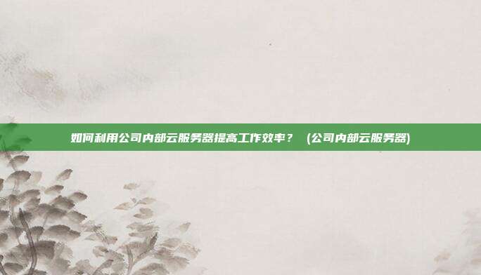 如何利用公司内部云服务器提高工作效率? (公司内部云服务器)