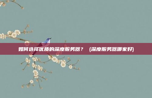 如何选择优质的深度服务器? (深度服务器哪家好)