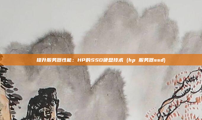 提升服务器性能:HP的SSD硬盘技术 (hp 服务器ssd)