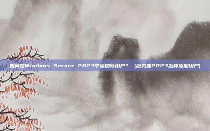 如何在Windows Server 2023中添加新用户? (服务器2023怎样添加用户)