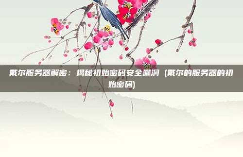 戴尔服务器解密：揭秘初始密码安全漏洞 (戴尔的服务器的初始密码)