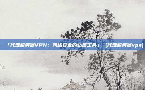「代理服务器VPN:网络安全的必备工具」 (代理服务器vpn)