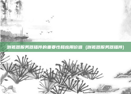 浏览器服务器插件的重要性和应用价值 (浏览器服务器插件)