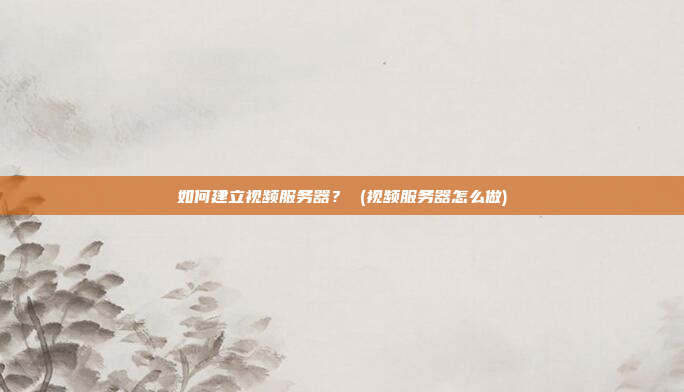 如何建立视频服务器? (视频服务器怎么做)