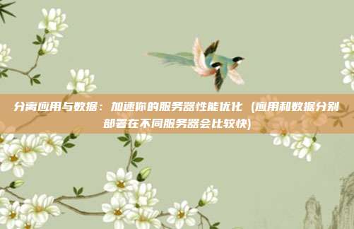 分离应用与数据:加速你的服务器性能优化 (应用和数据分别部署在不同服务器会比较快)