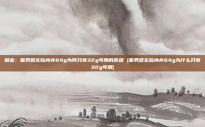 解密:服务器实际内存64g为何只有32g可用的原因 (服务器实际内存64g为什么只有32g可用)