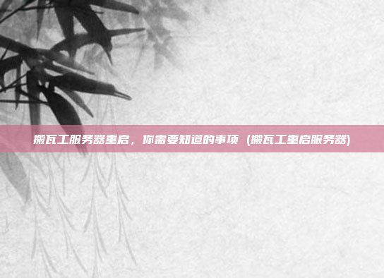 搬瓦工服务器重启,你需要知道的事项 (搬瓦工重启服务器)
