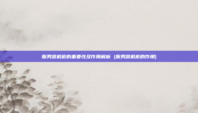 服务器机柜的重要性及作用解析 (服务器机柜的作用)