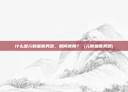 什么是元数据服务器,如何使用? (元数据服务器)