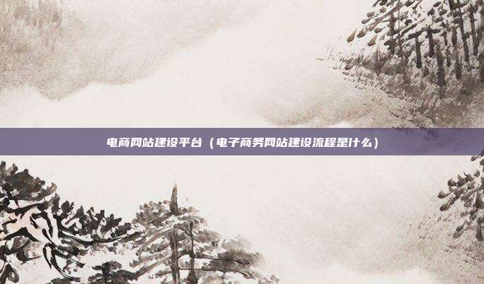 电商网站建设平台(电子商务网站建设流程是什么)