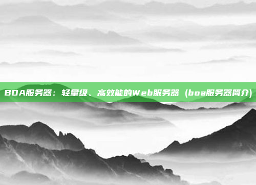 BOA服务器:轻量级、高效能的Web服务器 (boa服务器简介)