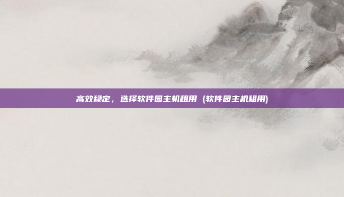 高效稳定，选择软件园主机租用 (软件园主机租用)