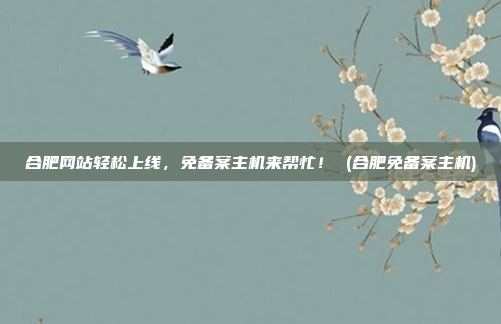 合肥网站轻松上线,免备案主机来帮忙! (合肥免备案主机)