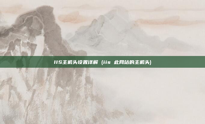 IIS主机头设置详解 (iis 此网站的主机头)