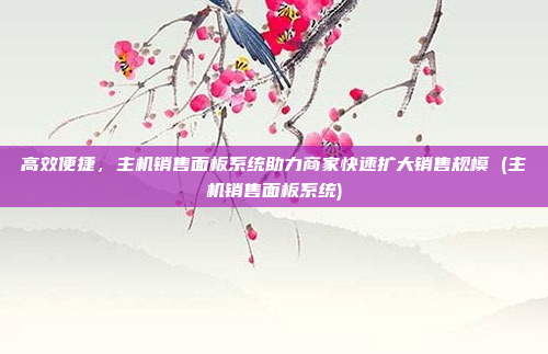 高效便捷,主机销售面板系统助力商家快速扩大销售规模 (主机销售面板系统)