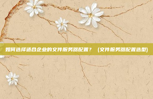 如何选择适合企业的文件服务器配置？ (文件服务器配置选型)