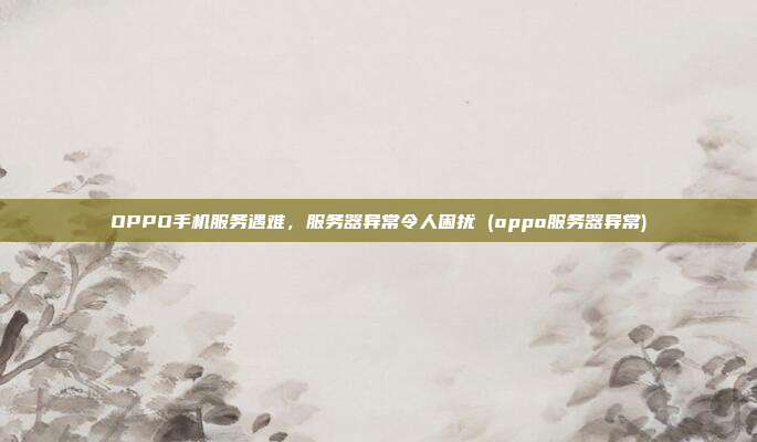 OPPO手机服务遇难,服务器异常令人困扰 (oppo服务器异常)
