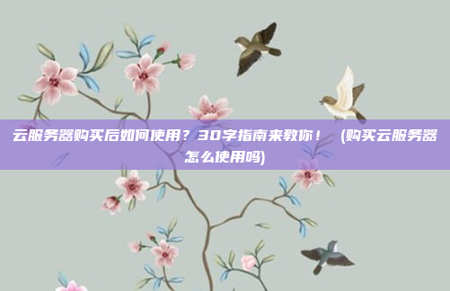 云服务器购买后如何使用?30字指南来教你! (购买云服务器怎么使用吗)
