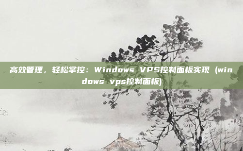 高效管理,轻松掌控:Windows VPS控制面板实现 (windows vps控制面板)