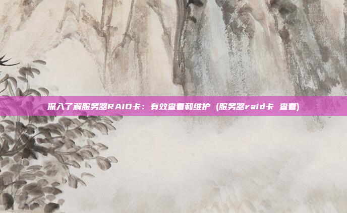 深入了解服务器RAID卡:有效查看和维护 (服务器raid卡 查看)