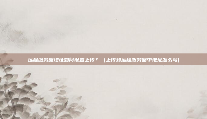 远程服务器地址如何设置上传？ (上传到远程服务器中地址怎么写)