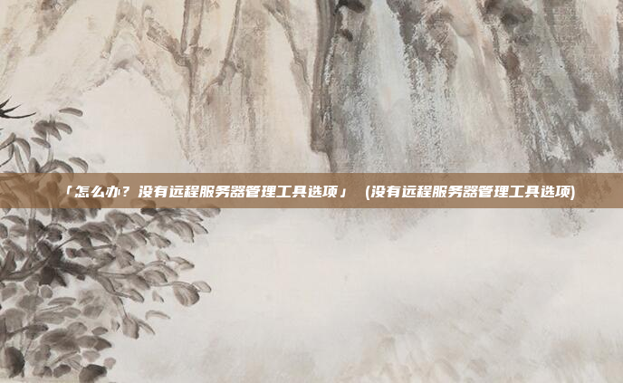 「怎么办?没有远程服务器管理工具选项」 (没有远程服务器管理工具选项)