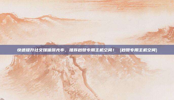 快速提升社交媒体曝光率,推荐秒赞专用主机空间! (秒赞专用主机空间)