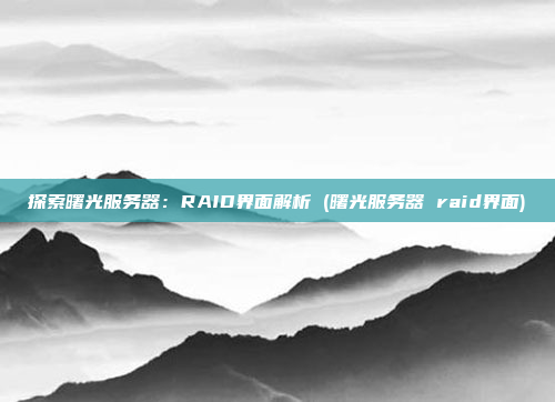 探索曙光服务器:RAID界面解析 (曙光服务器 raid界面)
