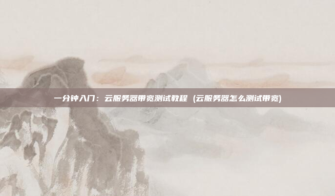 一分钟入门:云服务器带宽测试教程 (云服务器怎么测试带宽)