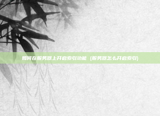 如何在服务器上开启索引功能 (服务器怎么开启索引)