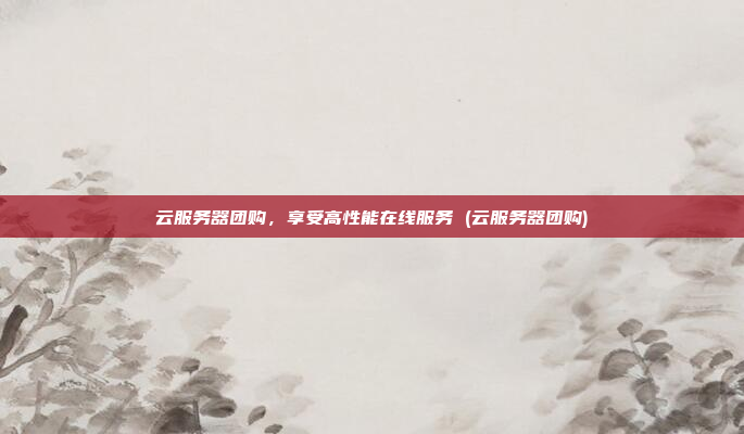云服务器团购,享受高性能在线服务 (云服务器团购)