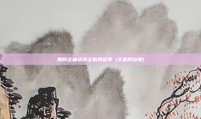 如何正确选择主机网络号 (主机网络号)