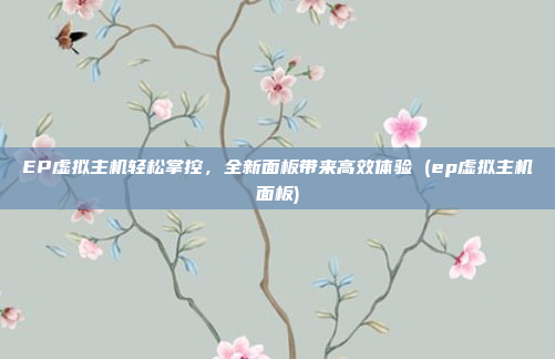EP虚拟主机轻松掌控,全新面板带来高效体验 (ep虚拟主机面板)