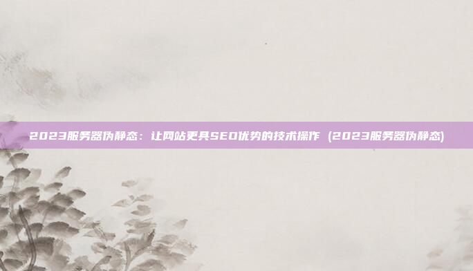 2023服务器伪静态：让网站更具SEO优势的技术操作 (2023服务器伪静态)