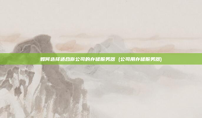 如何选择适合你公司的存储服务器 (公司用存储服务器)