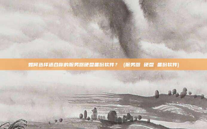 如何选择适合你的服务器硬盘备份软件? (服务器 硬盘 备份软件)