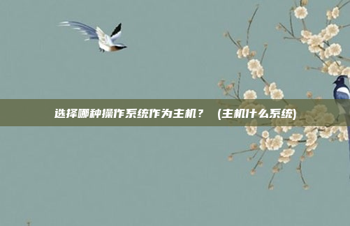 选择哪种操作系统作为主机? (主机什么系统)